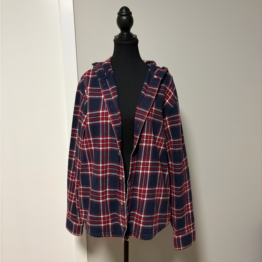 TNA Plaid Hooded Flannel With Pockets
